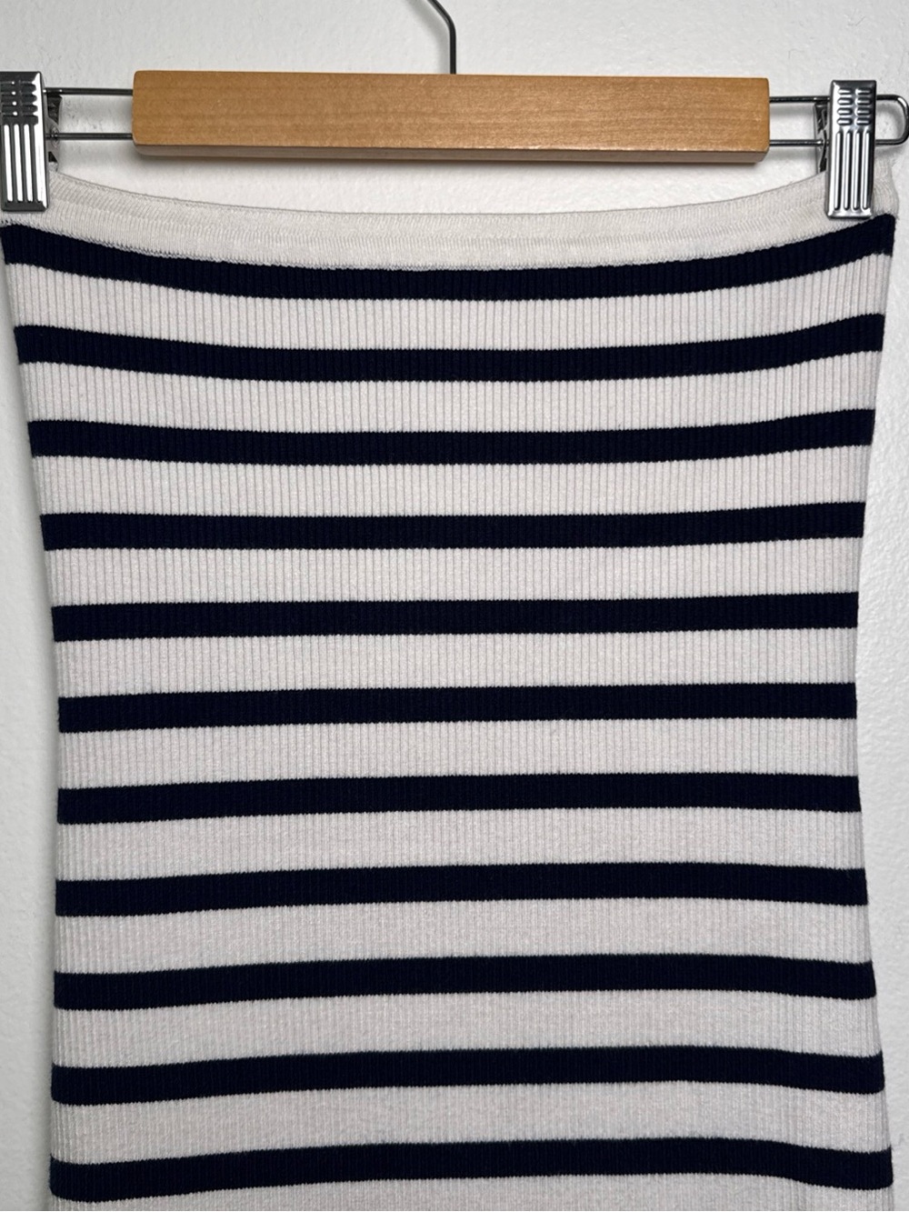 Edikted Ribbed Knit Striped Bodycon Maxi Dress Strapless Size Large Back Slit - Picture 4 of 11
